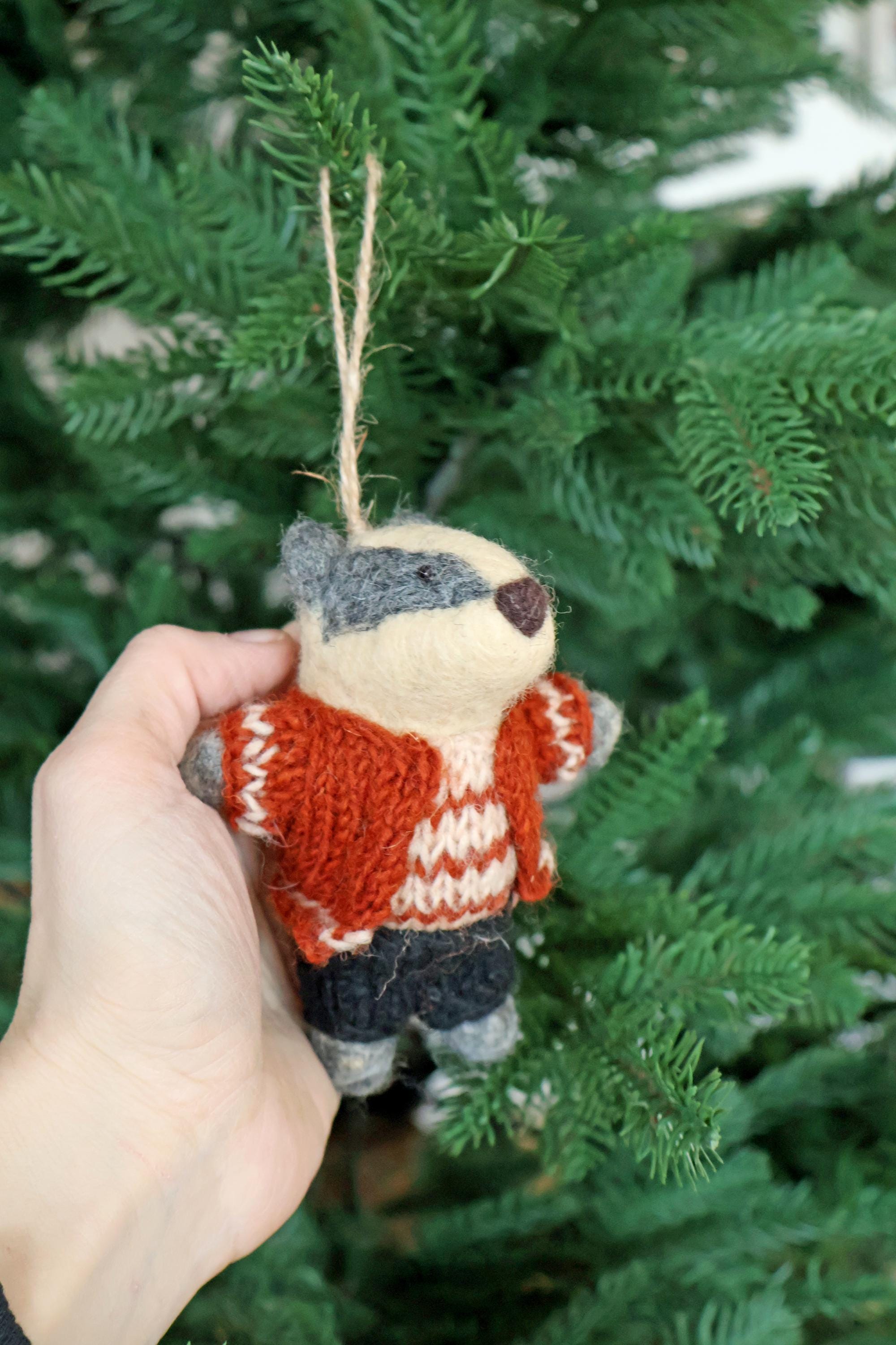 Anhänger Dachs I Deko aus Filz I Winter I Weihnachtsbaum I Herbstdeko I Anhänger aus Filz I Waldtiere I