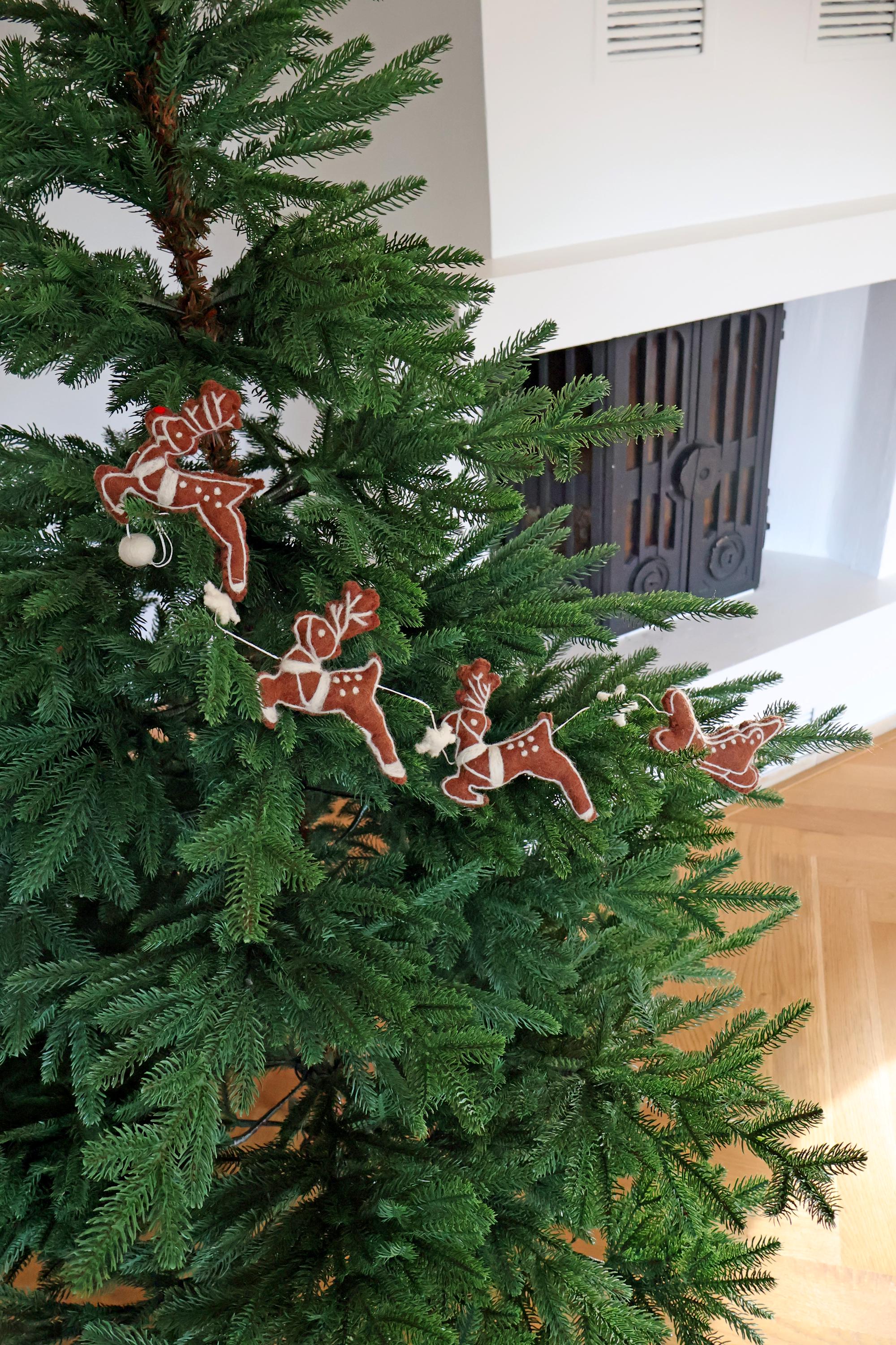 Lebkuchen Weihnachtsgirlande aus Filz I Rentiere aus Filz I Weihnachtsschlitten I Rudolf Deko I Weihnachtsdeko I Filz Rentier mit Glöckchen
