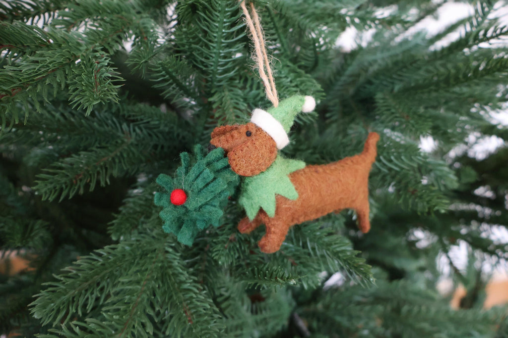 Weihnachtsanhänger Dackel aus Filz I Filz Christbaumschmuck I Weihnachtsdeko I Weihnachtsdackel mit Mütze I Hundeanhänger