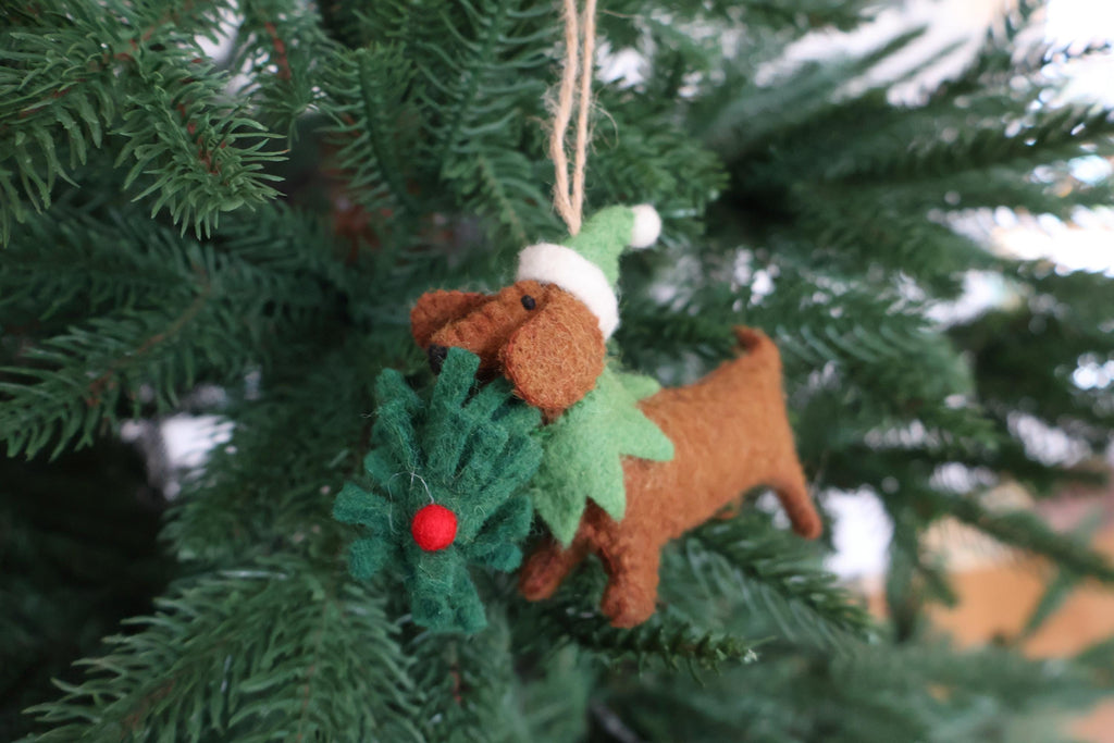 Weihnachtsanhänger Dackel aus Filz I Filz Christbaumschmuck I Weihnachtsdeko I Weihnachtsdackel mit Mütze I Hundeanhänger