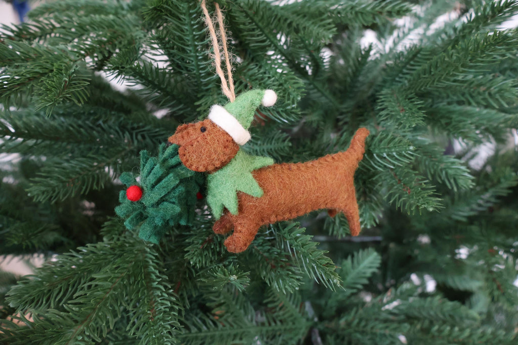 Weihnachtsanhänger Dackel aus Filz I Filz Christbaumschmuck I Weihnachtsdeko I Weihnachtsdackel mit Mütze I Hundeanhänger