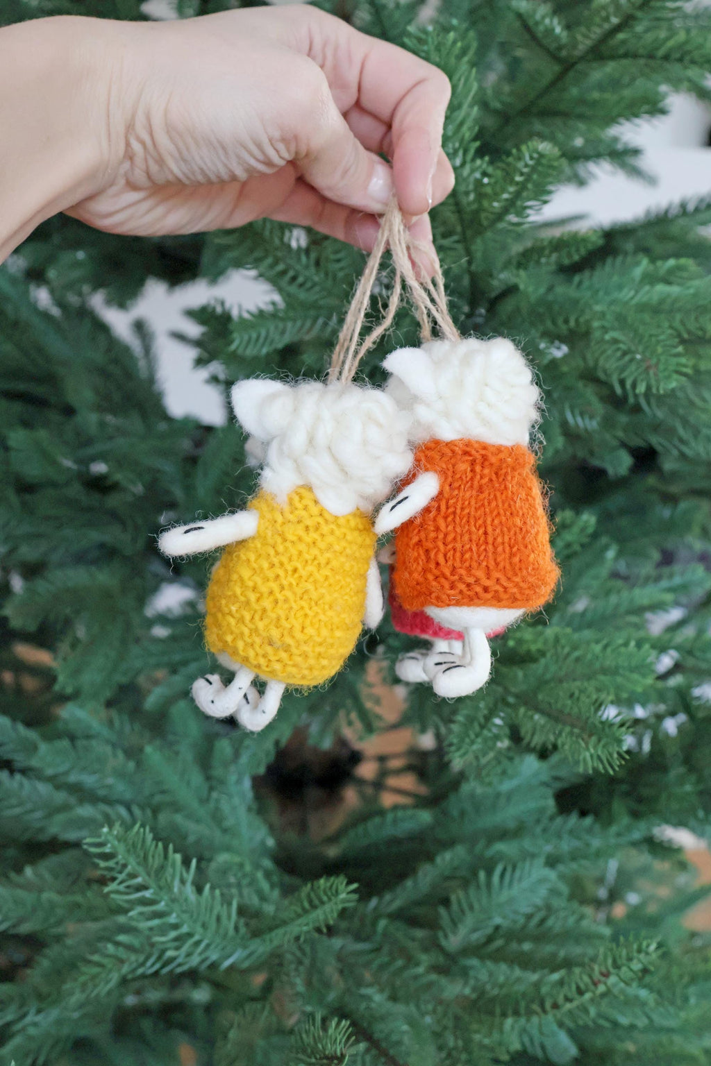 4er Set Filz Schafe I Weihnachtsanhänger Schaf I Christbaumschmuck Weihnachtsdeko I Winter Weihnachtsbaum I Weihnachtsschaf