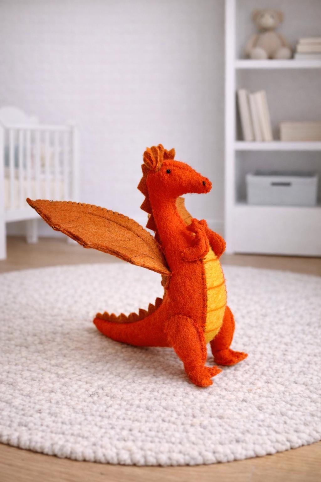Drache orange aus Filz I Spielzeug I Dekofigur I Dragon I handgemachtes Spielzeug I Filz Drache I Filz Figur I Drache Spiel