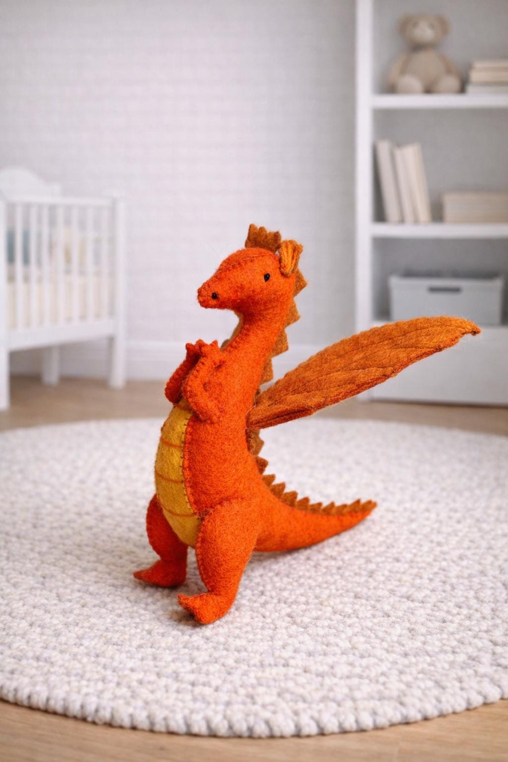 Drache orange aus Filz I Spielzeug I Dekofigur I Dragon I handgemachtes Spielzeug I Filz Drache I Filz Figur I Drache Spiel
