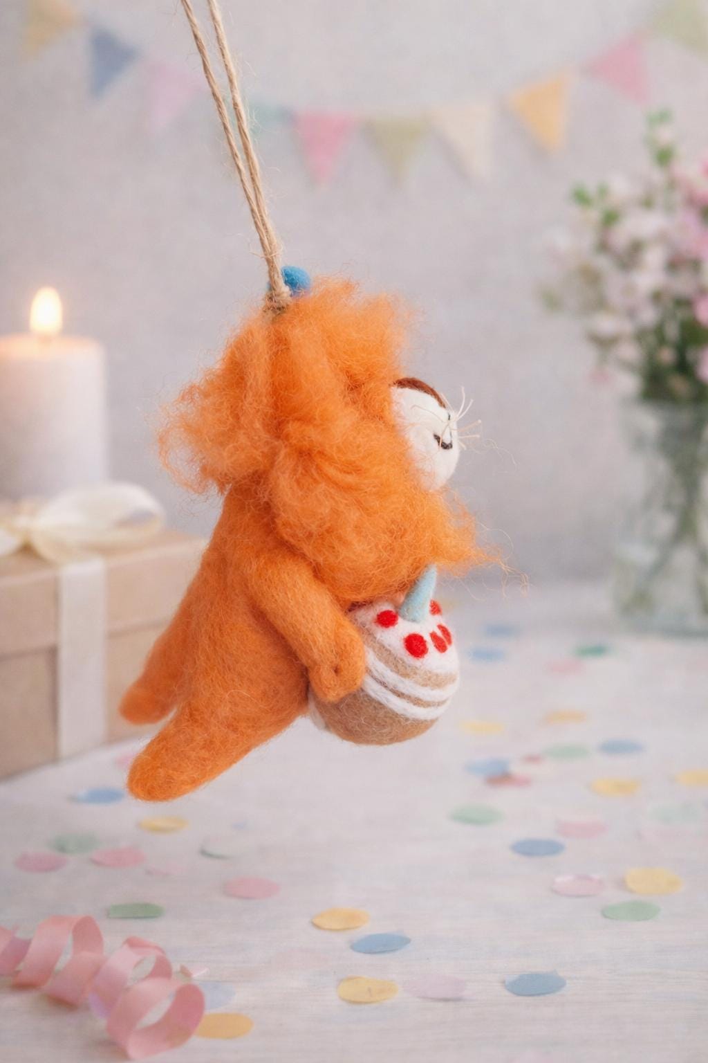 Partylöwe I Löwe mit Partyhut I Löwendeko I Christbaumschmuck Weihnachtsdeko I Geburtstagsdeko I Geschenkanhänger I Löwenparty