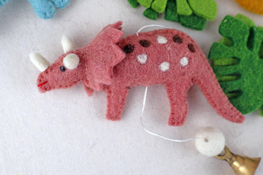 Filz Dinosaurier Girlande – Dino Babyzimmer Deko – Handgemachte Wollgirlande – Dino Kinderzimmer – Jurassic Nursery – Geschenk zur Geburt