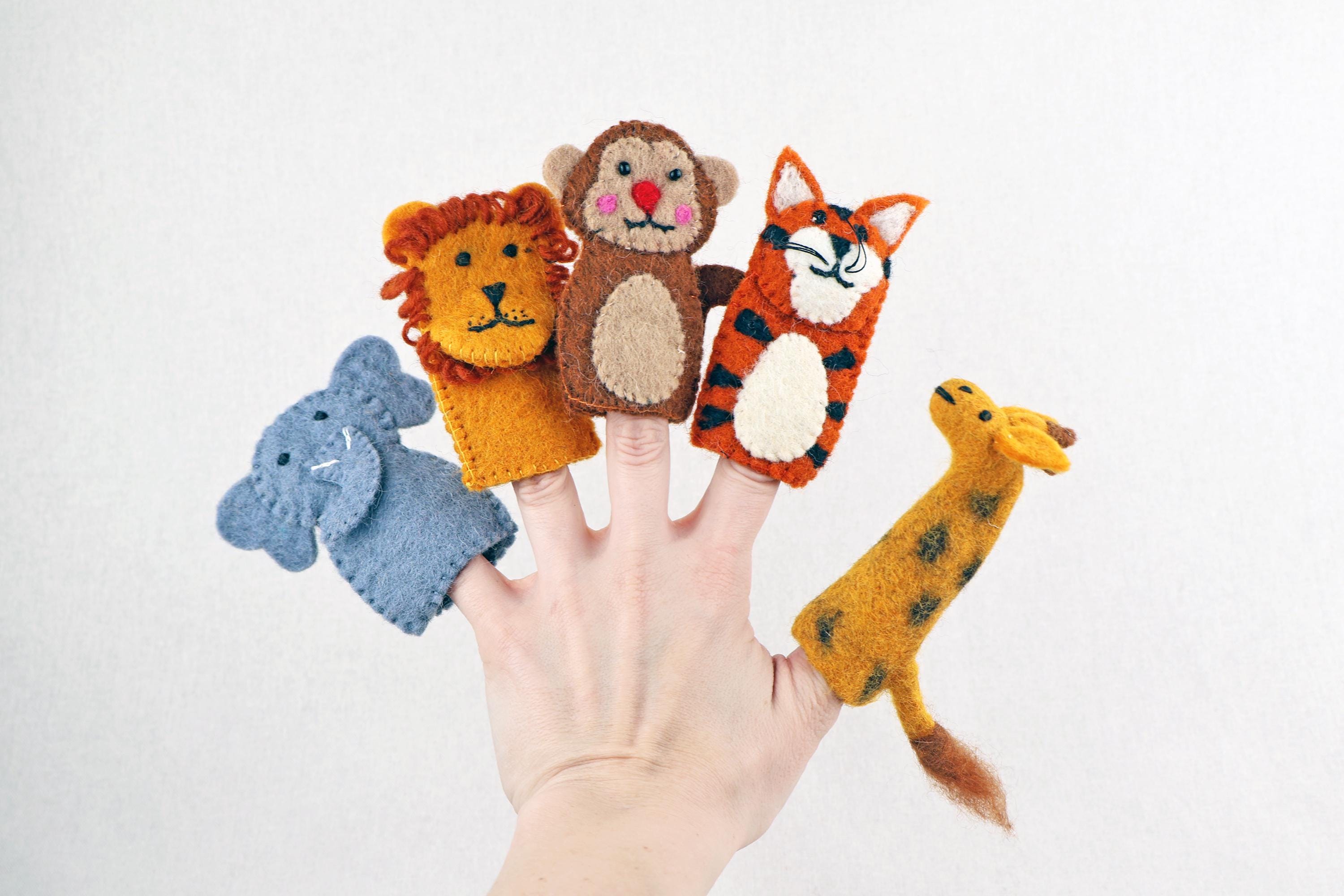 Fingerpuppen Wildtiere, Afrika, Safari, Fingerspiel Filz, Lernspiel, Löwe, Tiger, Elefant, Zebra, Giraffe