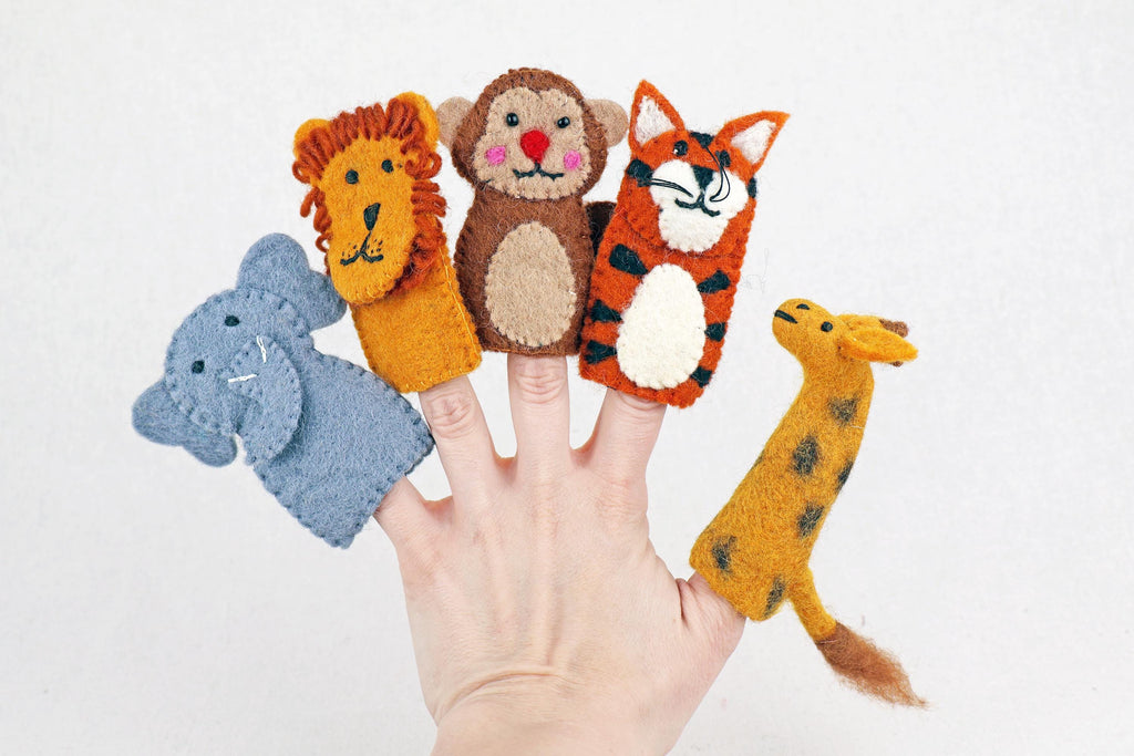 Fingerpuppen Wildtiere, Afrika, Safari, Fingerspiel Filz, Lernspiel, Löwe, Tiger, Elefant, Zebra, Giraffe