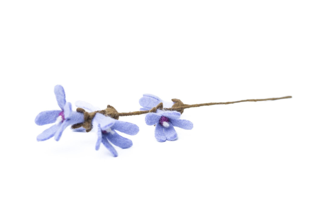 Filz Blütenzweig lila – Frühlingsblume, nachhaltige Deko, handgemacht Fair Trade Nepal, zarte Filzblume, Boho Naturdeko, Frühlingsblüher