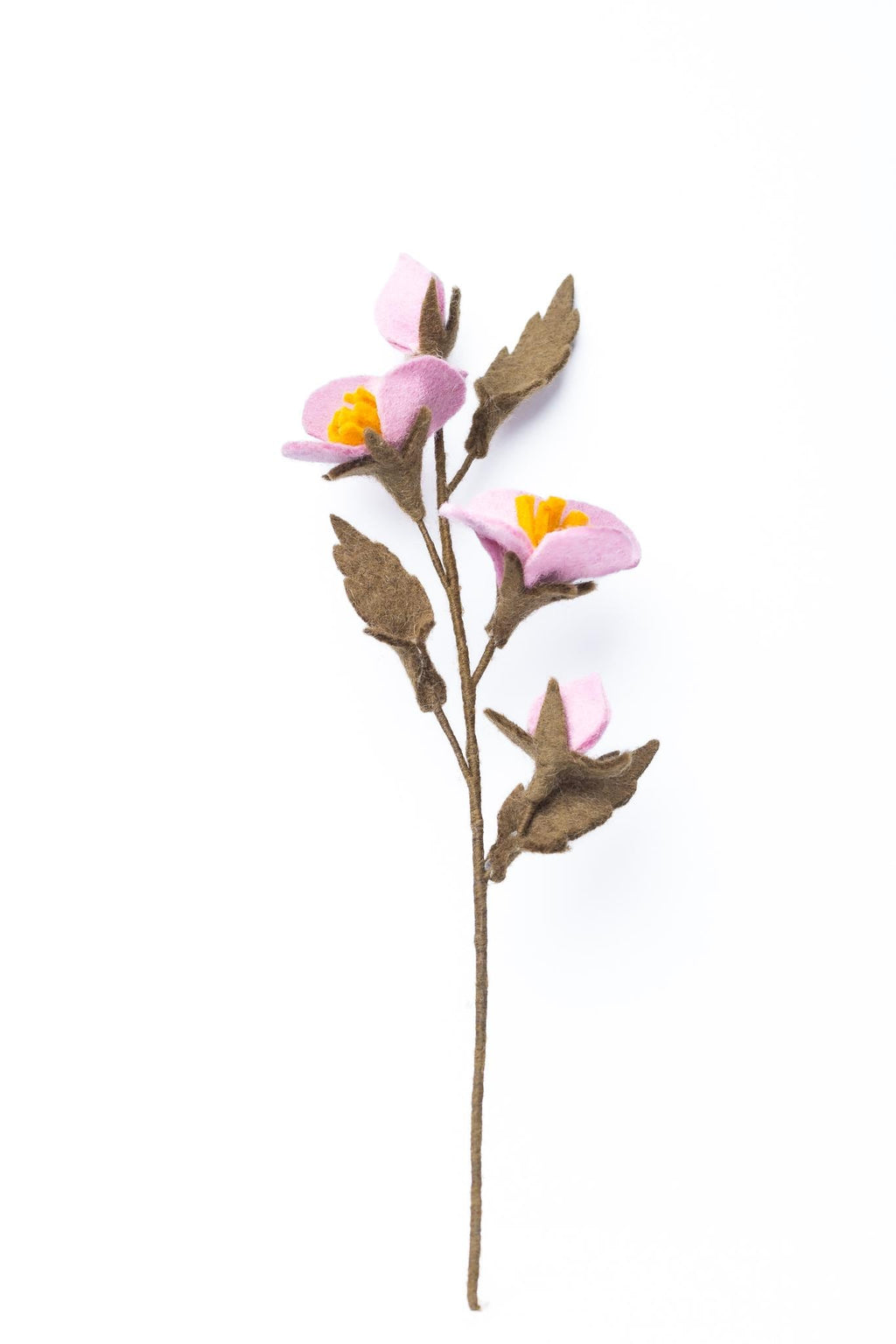 Filz Wildblume rosa – nachhaltige Deko, handgemacht Fair Trade Nepal, Blütenzweig mit Knospen, Naturdeko, Boho Stil