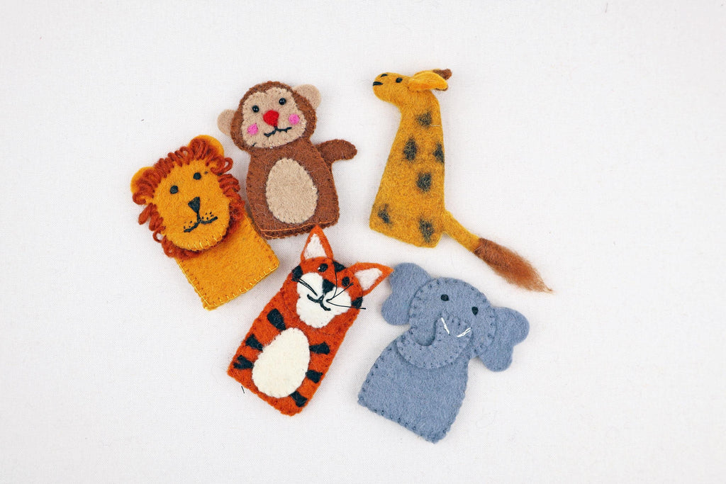 Fingerpuppen Wildtiere, Afrika, Safari, Fingerspiel Filz, Lernspiel, Löwe, Tiger, Elefant, Zebra, Giraffe