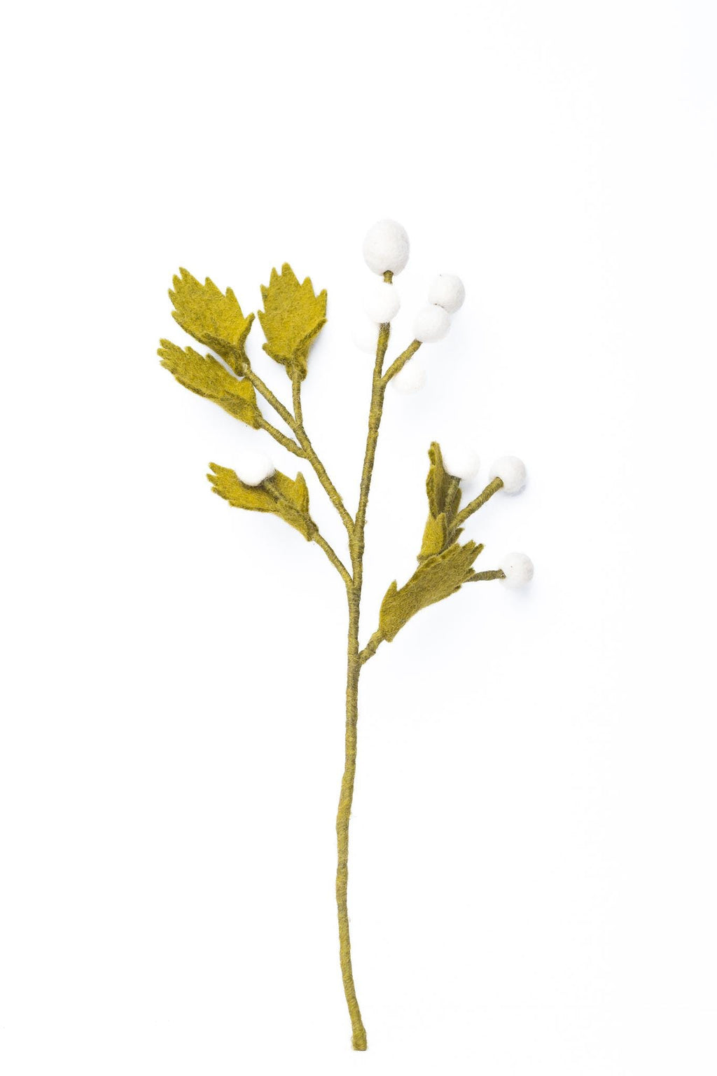 Filz Beerenzweig – nachhaltige Wildblumen Deko, handgemacht Fair Trade Nepal, grüner Zweig aus Filz