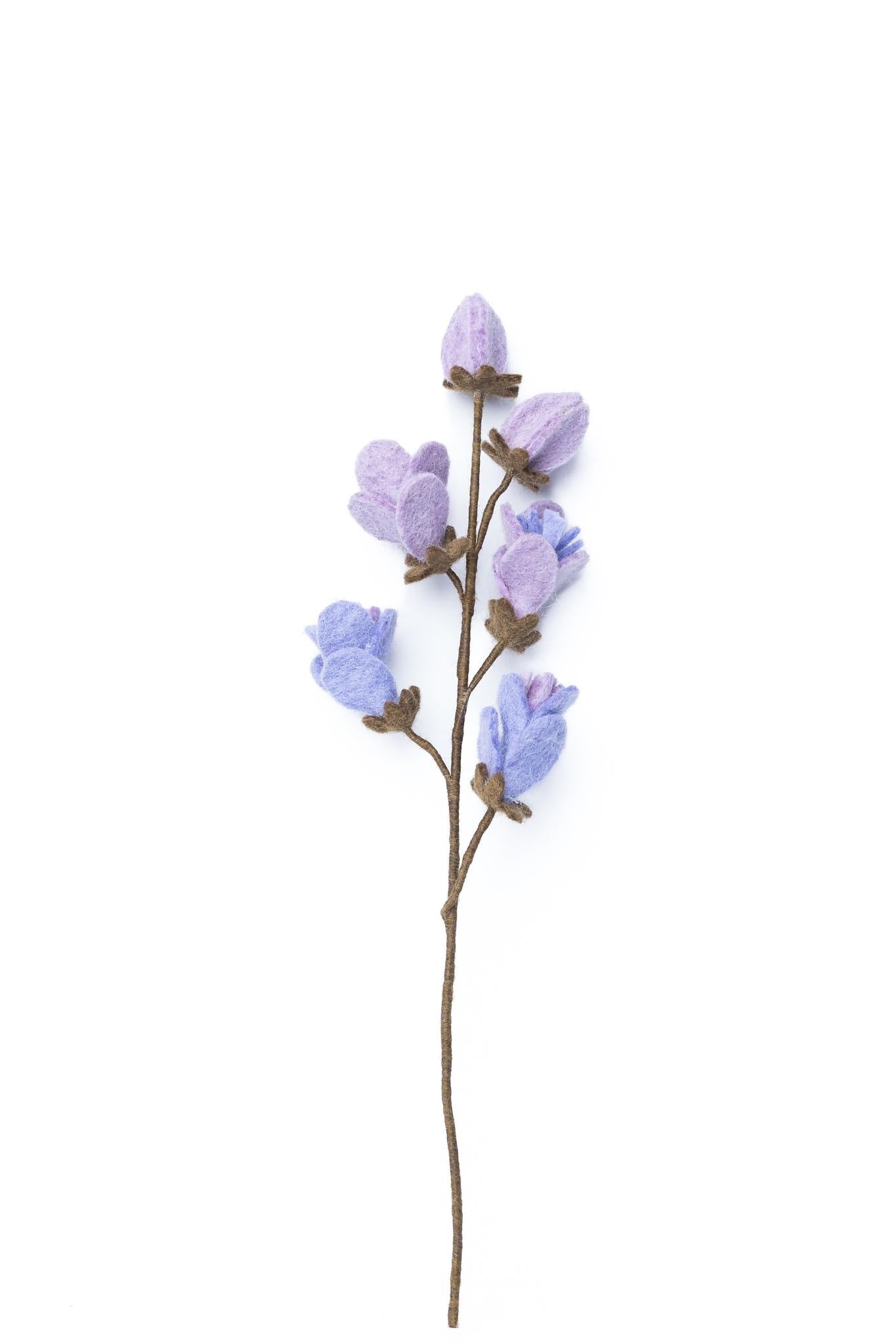 Filz Blütenzweig lila rosa, nachhaltige Deko, Fair Trade Nepal, Knospenzweig, zarte Frühlingsblume, langlebige Blumen Alternative