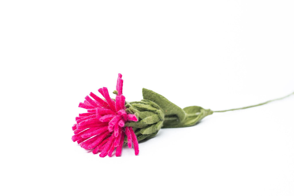 Filz Wildblume pink – nachhaltige Deko, handgemacht Fair Trade Nepal, Distelblume, pinke Filzblume, Boho Naturdeko