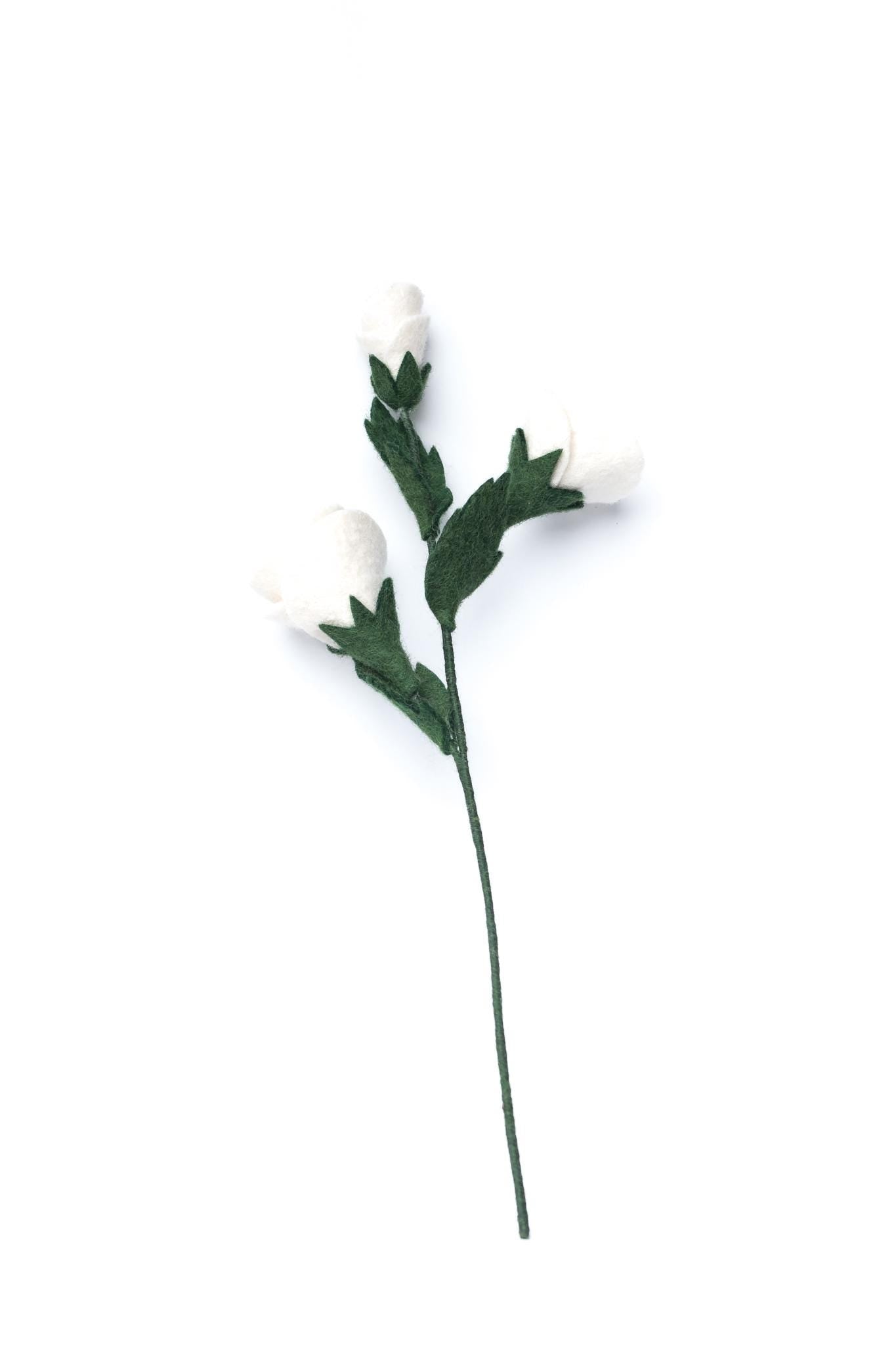 Filz Lisianthus Blume – nachhaltige Deko, handgemacht Fair Trade Nepal, weiße Filzblume, Naturdeko, minimalistische Boho Deko, Naturdeko