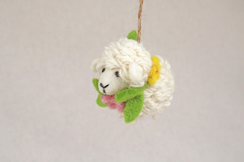 Anhänger Schaf mit Blumenkranz I Frühlingsdeko I Osterdeko I Christbaumschmuck Weihnachtsdeko I Winter Weihnachtsbaum I Weihnachtsschaf
