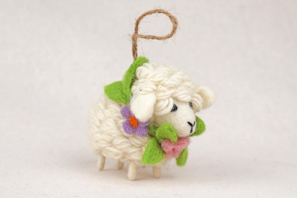 Anhänger Schaf mit Blumenkranz I Frühlingsdeko I Osterdeko I Christbaumschmuck Weihnachtsdeko I Winter Weihnachtsbaum I Weihnachtsschaf