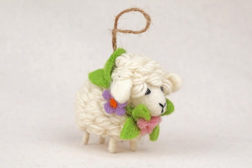Anhänger Schaf mit Blumenkranz I Frühlingsdeko I Osterdeko I Christbaumschmuck Weihnachtsdeko I Winter Weihnachtsbaum I Weihnachtsschaf