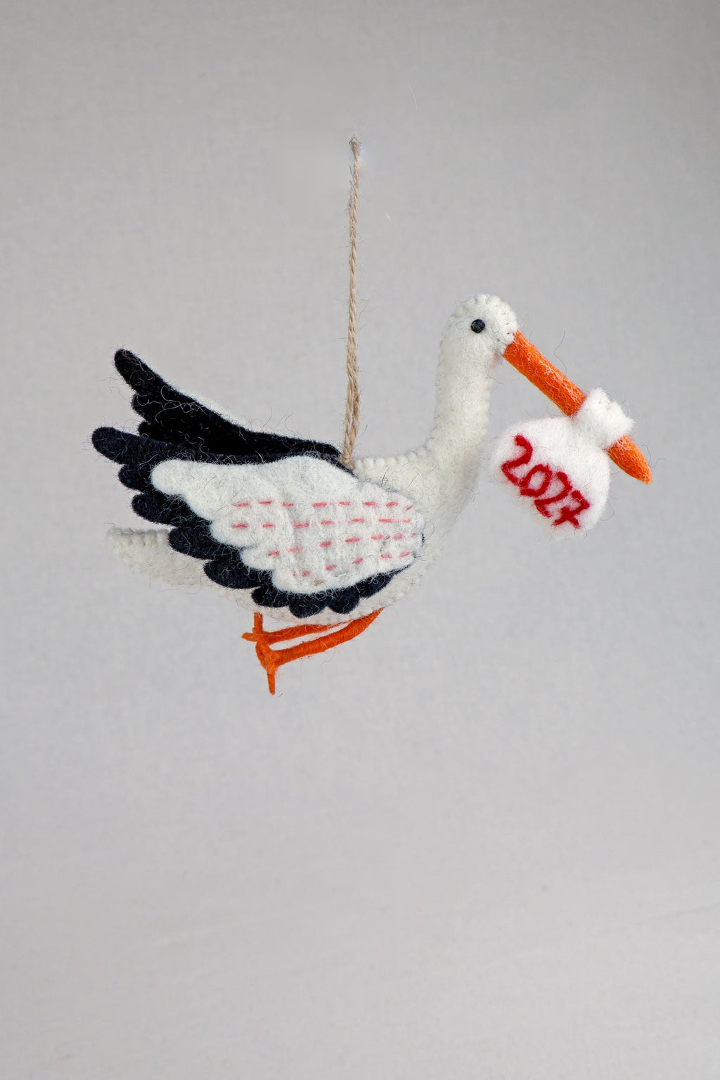 Storch 2027 aus Filz I Filz Christbaumschmuck I Weihnachtsdeko I Babyparty I Frühlingsdeko I Geburt I Schwangerschaftsverkündigung I