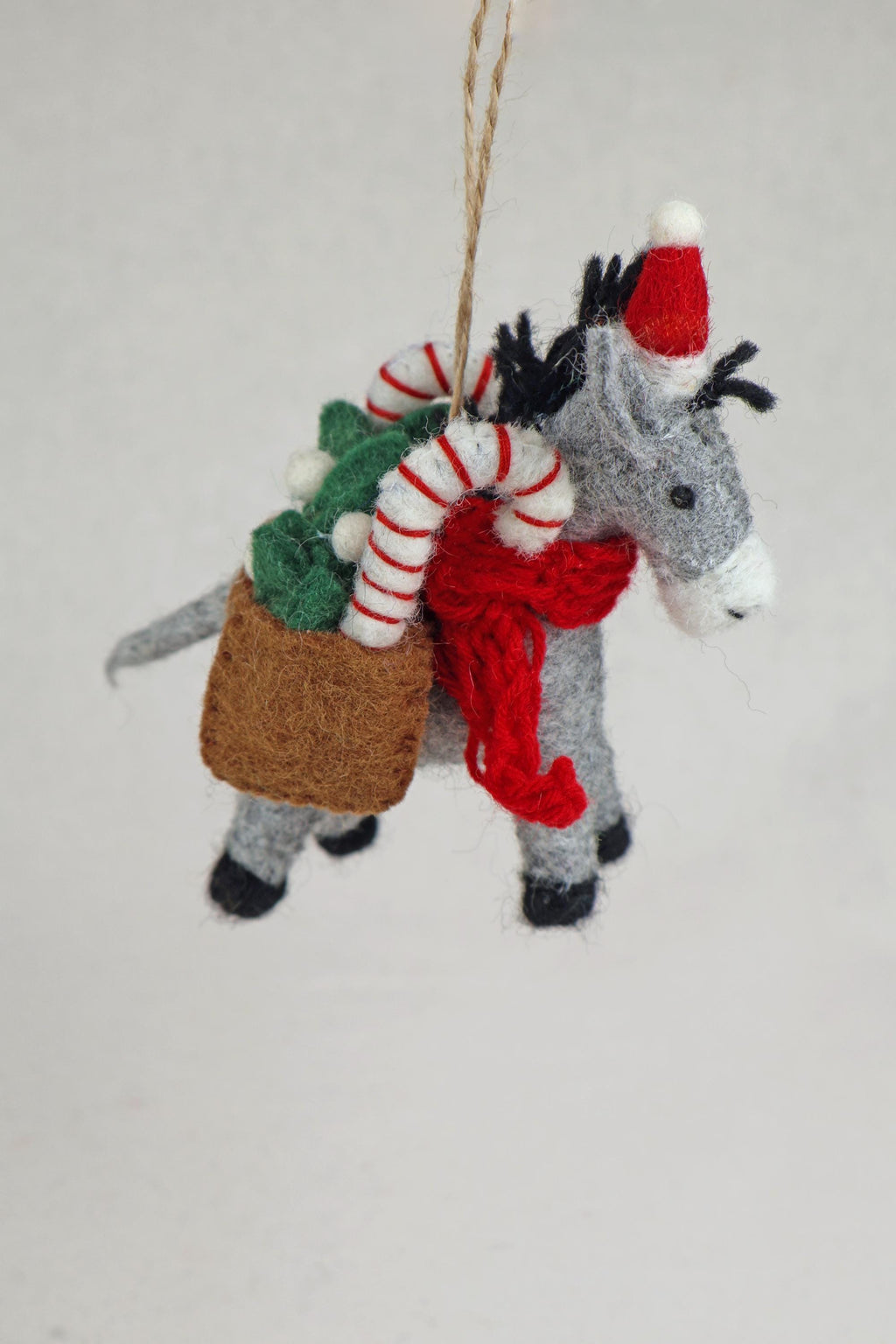 Weihnachtsanhänger Esel mit Zuckerstange I Weihnachtsschmuck Esel I Filz I Weihnachtsbaum I Christbaumschmuck I Weihnachtsdeko