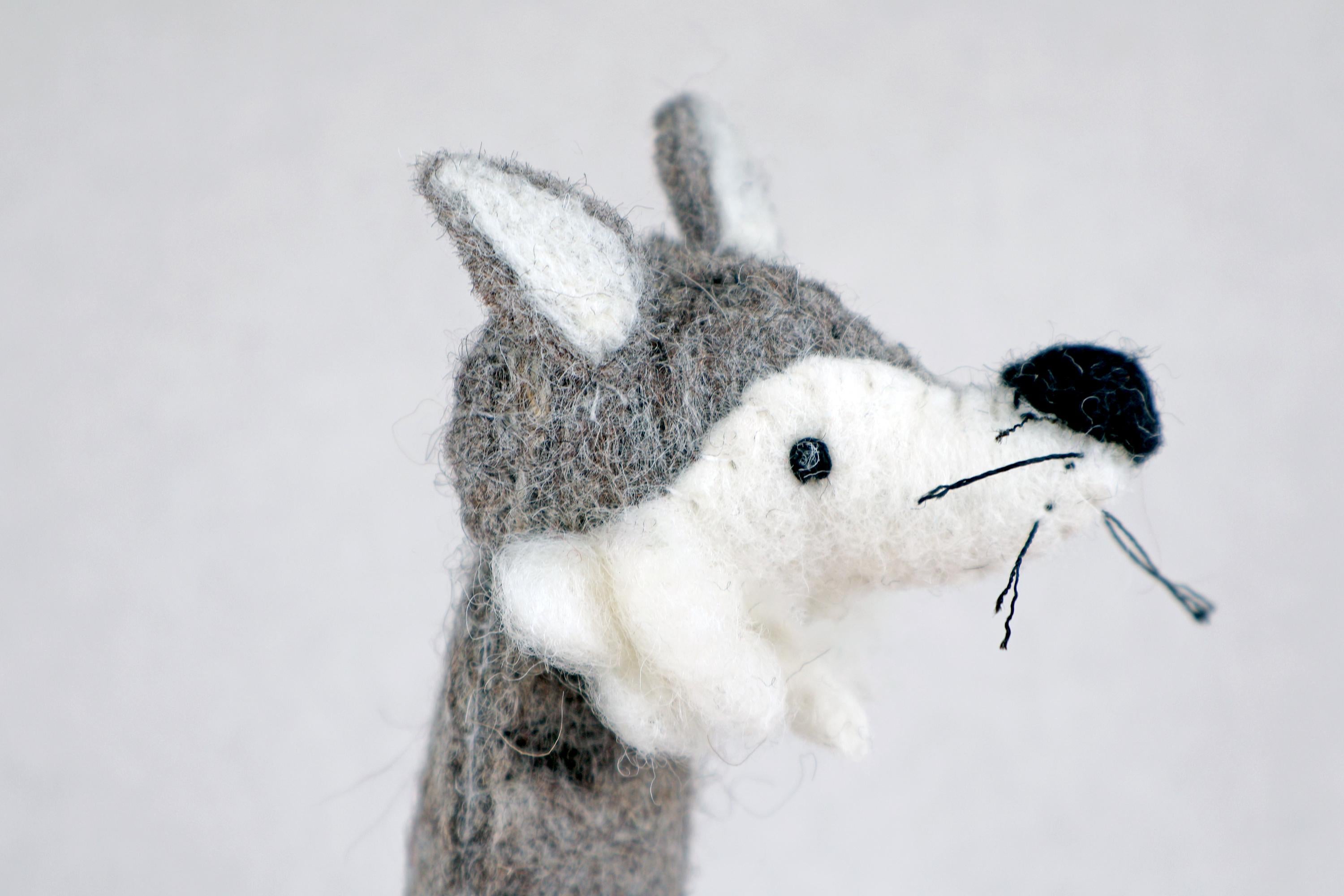 Fingerpuppe Wolf aus Filz I Fingerspiel I Waldtiere I Wolfspiel I Spielzeug Montessori I Geschichten erzählen