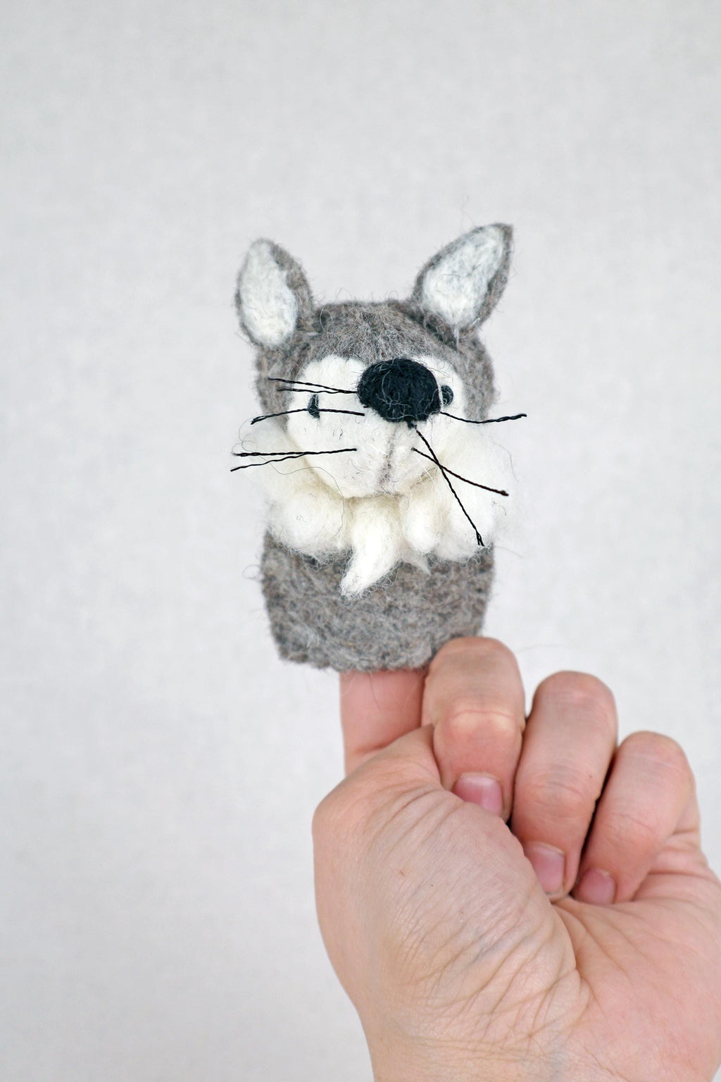 Fingerpuppe Wolf aus Filz I Fingerspiel I Waldtiere I Wolfspiel I Spielzeug Montessori I Geschichten erzählen