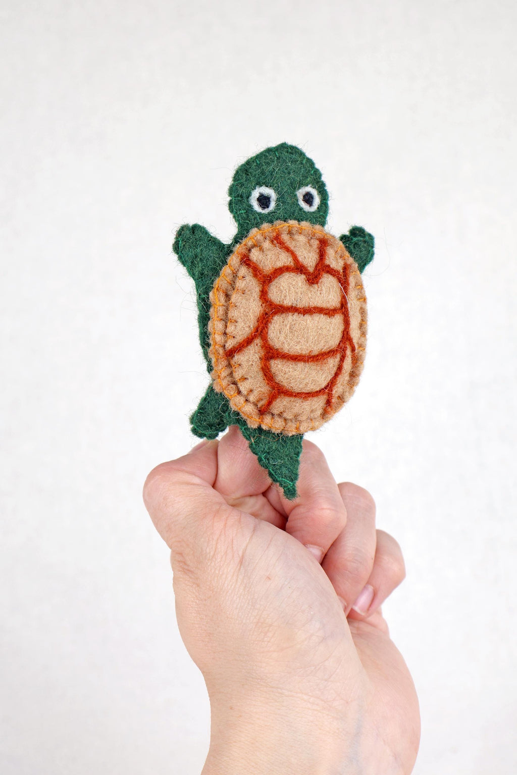 Fingerpuppe Schildkröte aus Filz I Fingerspiel Meerestier I Spielzeug Montessori I Geschichten erzählen I Lernen
