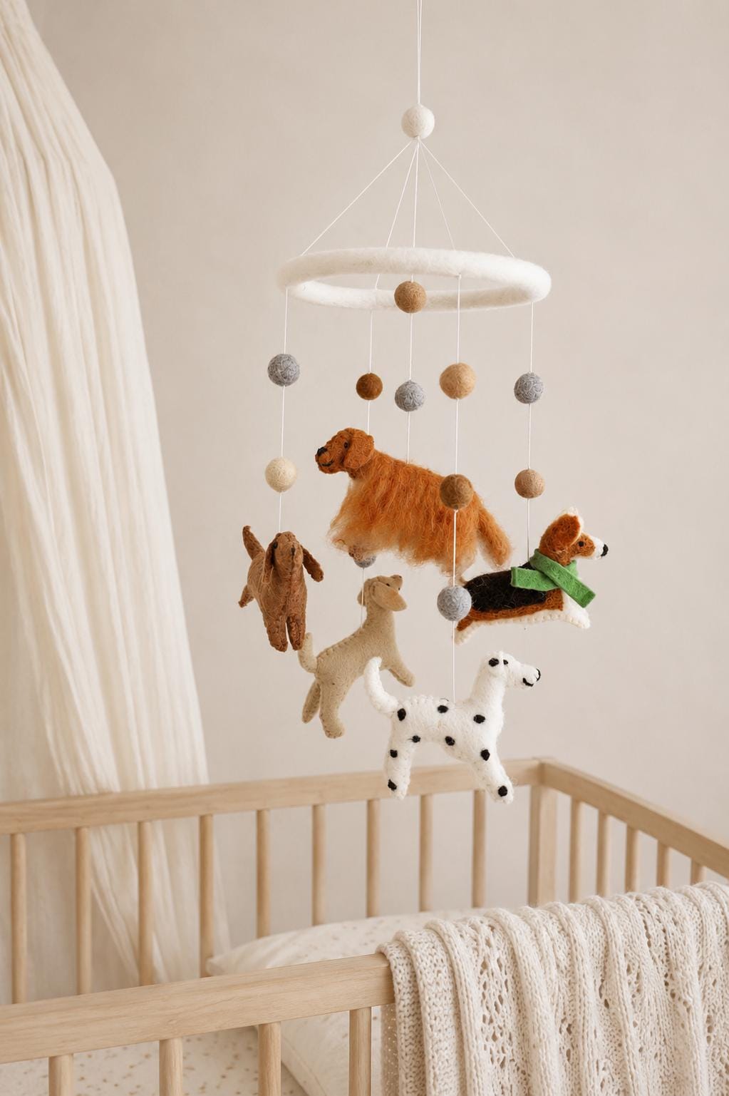 Mobilé Hundefreunde I Mobilé Kinderzimmer I Mobilé Hunde I Filzdeko Kinderzimmer I Beagle I Dalmatiner I Hundedekoration I Babyausstattung