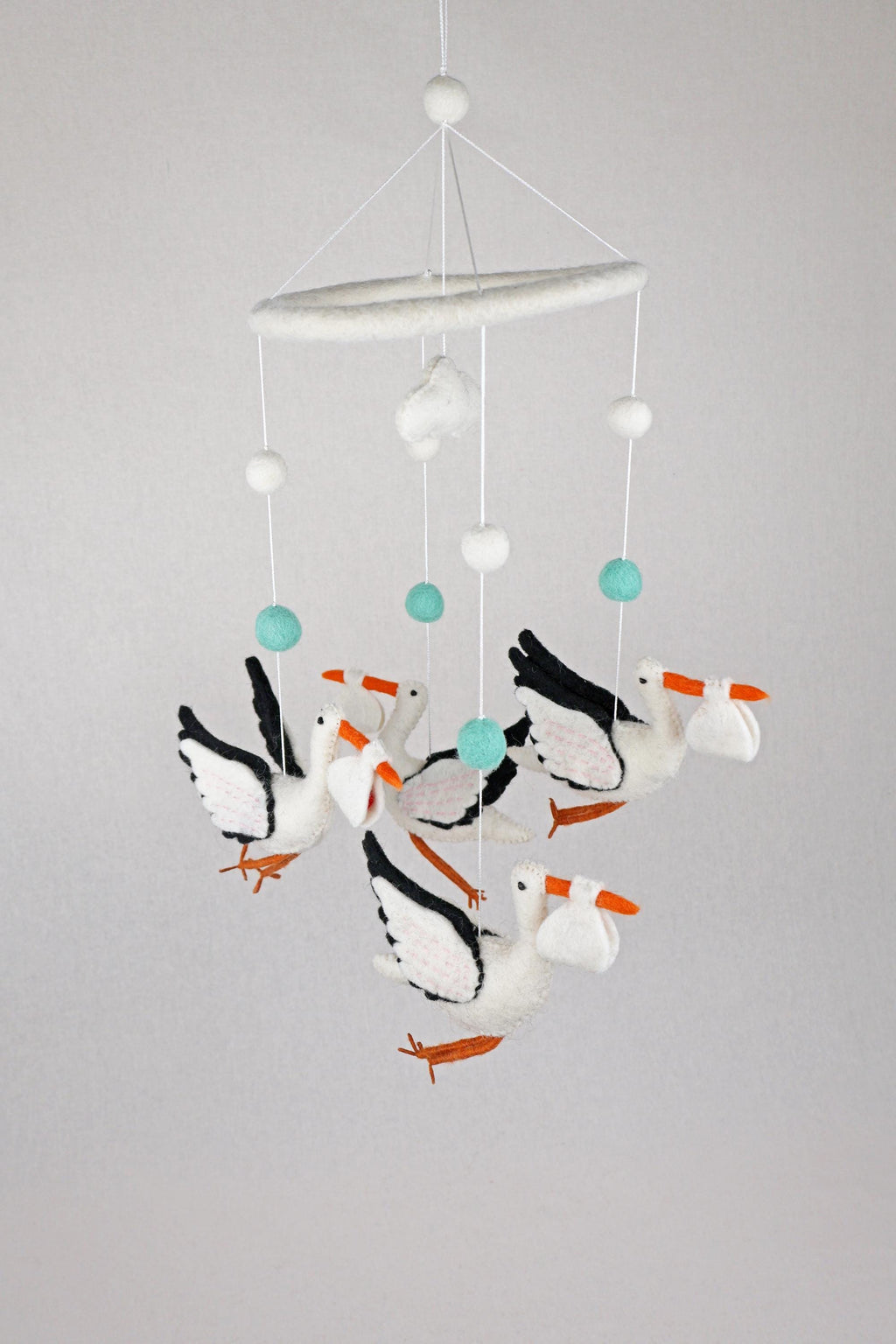 Mobilé Storchenflug I Storch Mobilé I Klapperstorch I Kinderzimmer Dekoration I Filz Deko I Babyzimmer I Geschenk zur Geburt I Babyshower