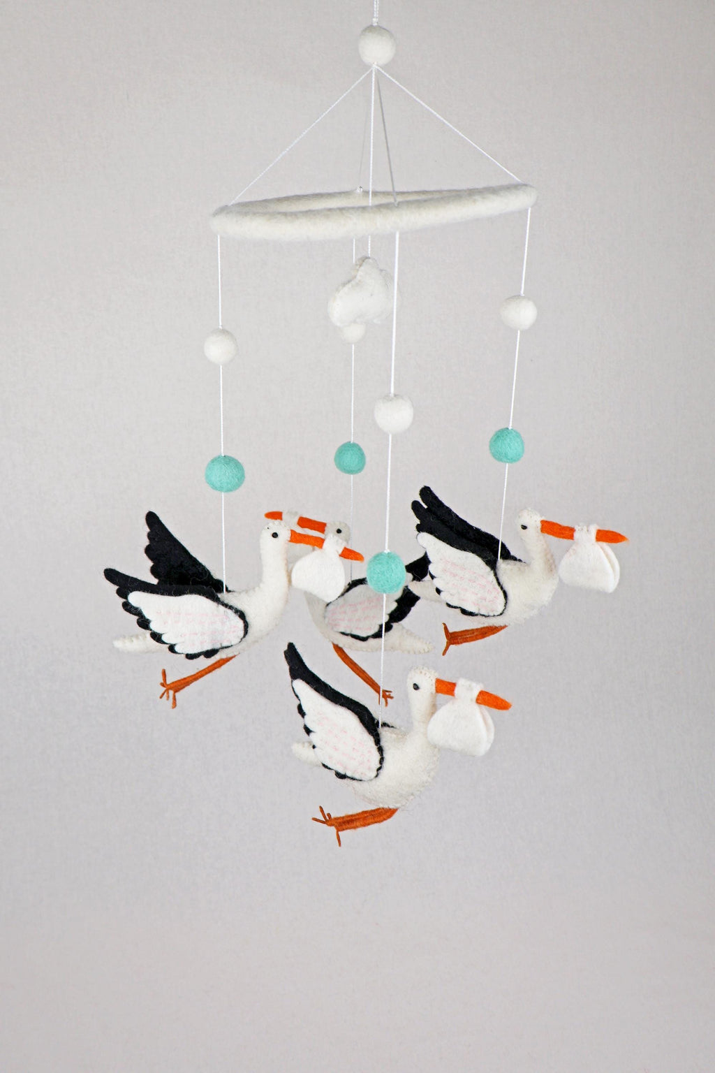 Mobilé Storchenflug I Storch Mobilé I Klapperstorch I Kinderzimmer Dekoration I Filz Deko I Babyzimmer I Geschenk zur Geburt I Babyshower