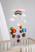 Heißluftballon Mobilé Baby I Kinderzimmer Dekoration I Babyzimmer Ausstattung I Geburt I Filzdeko Baby I Regenbogen Wolke I Mobilé Filz