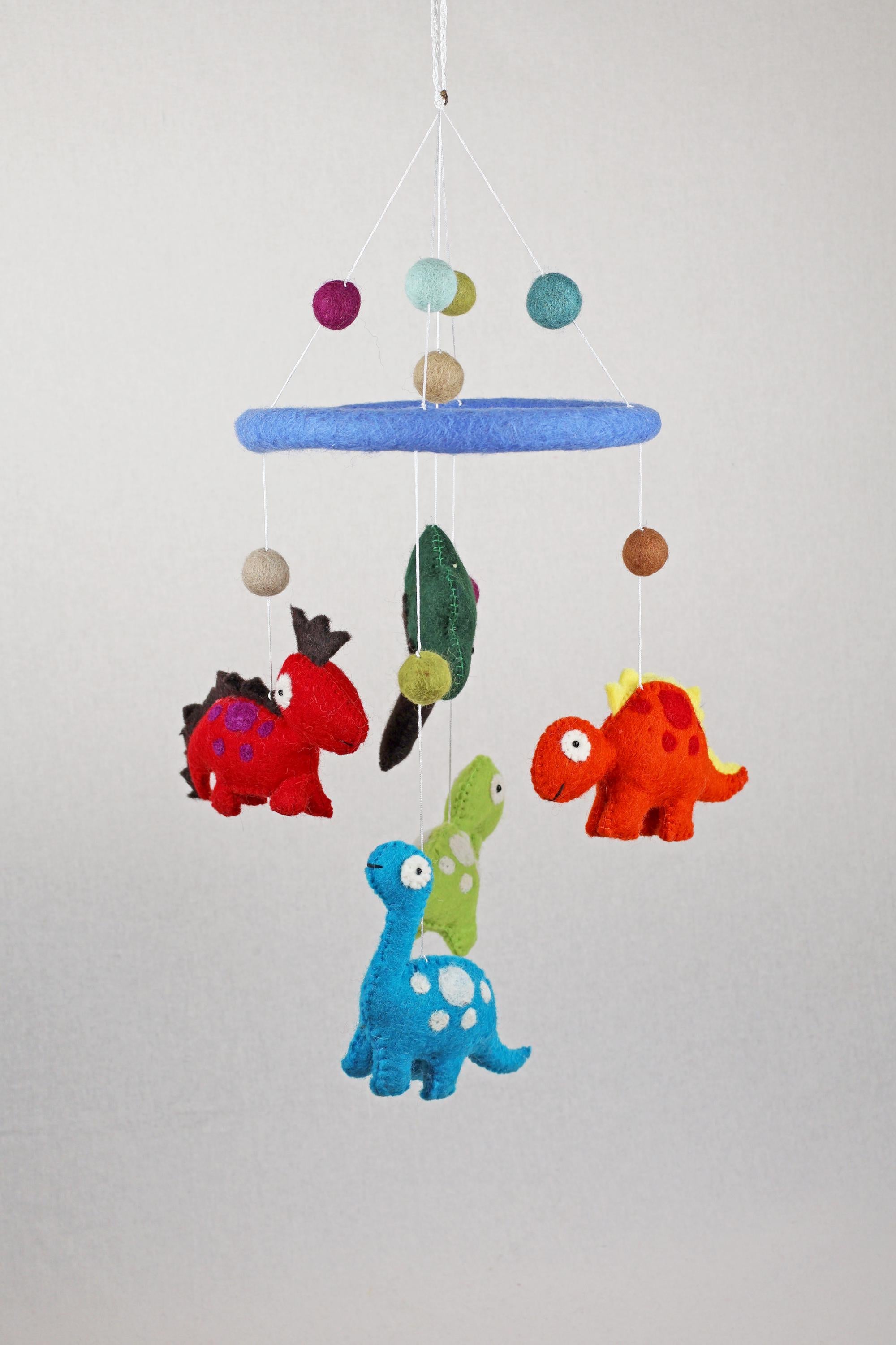 Dinosaurier Mobilé Baby I KinderzimmerdekoI Babyzimmer I Kindergarten I Handgemachtes Dino Baby Mobile aus Schurwolle