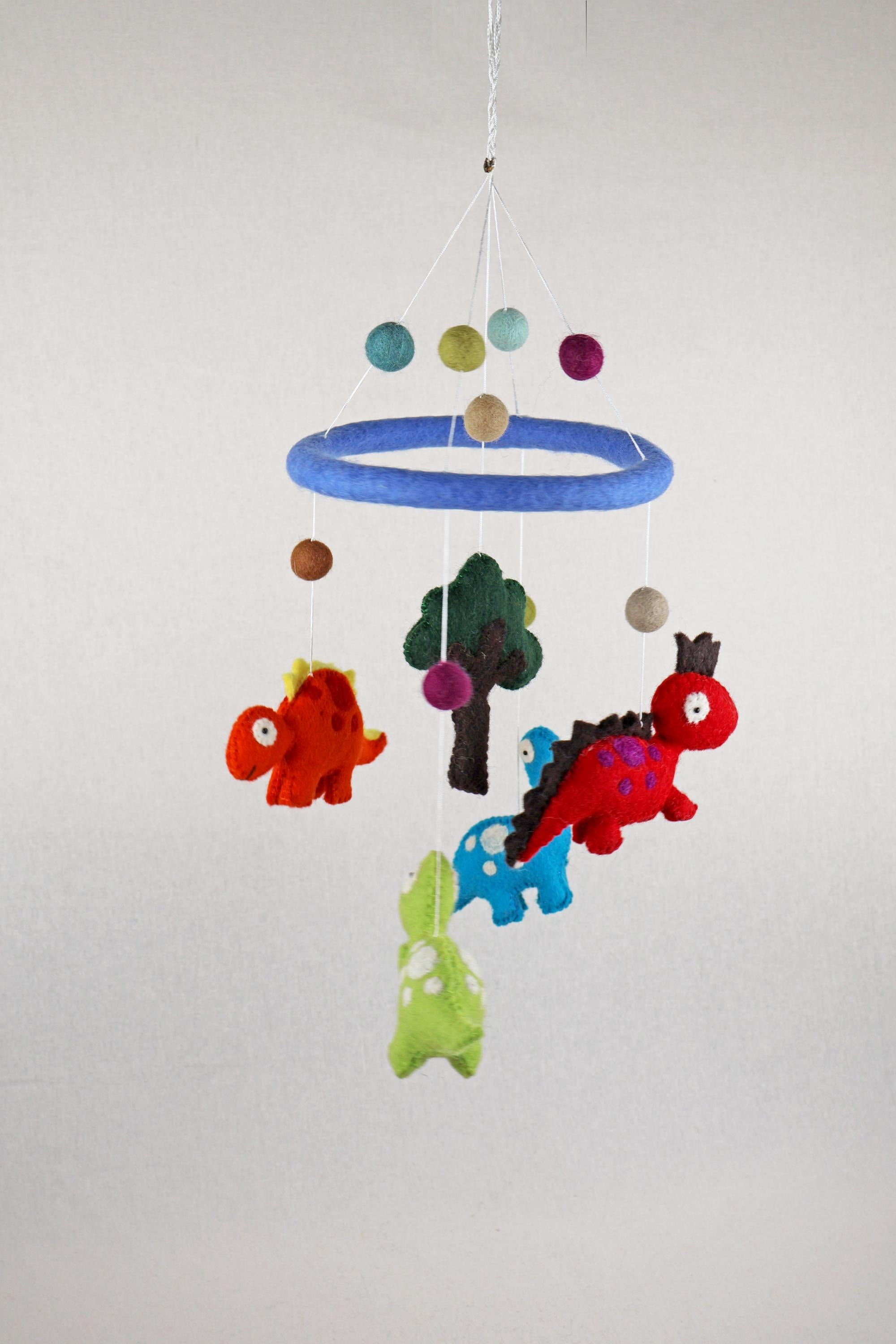 Dinosaurier Mobilé Baby I KinderzimmerdekoI Babyzimmer I Kindergarten I Handgemachtes Dino Baby Mobile aus Schurwolle