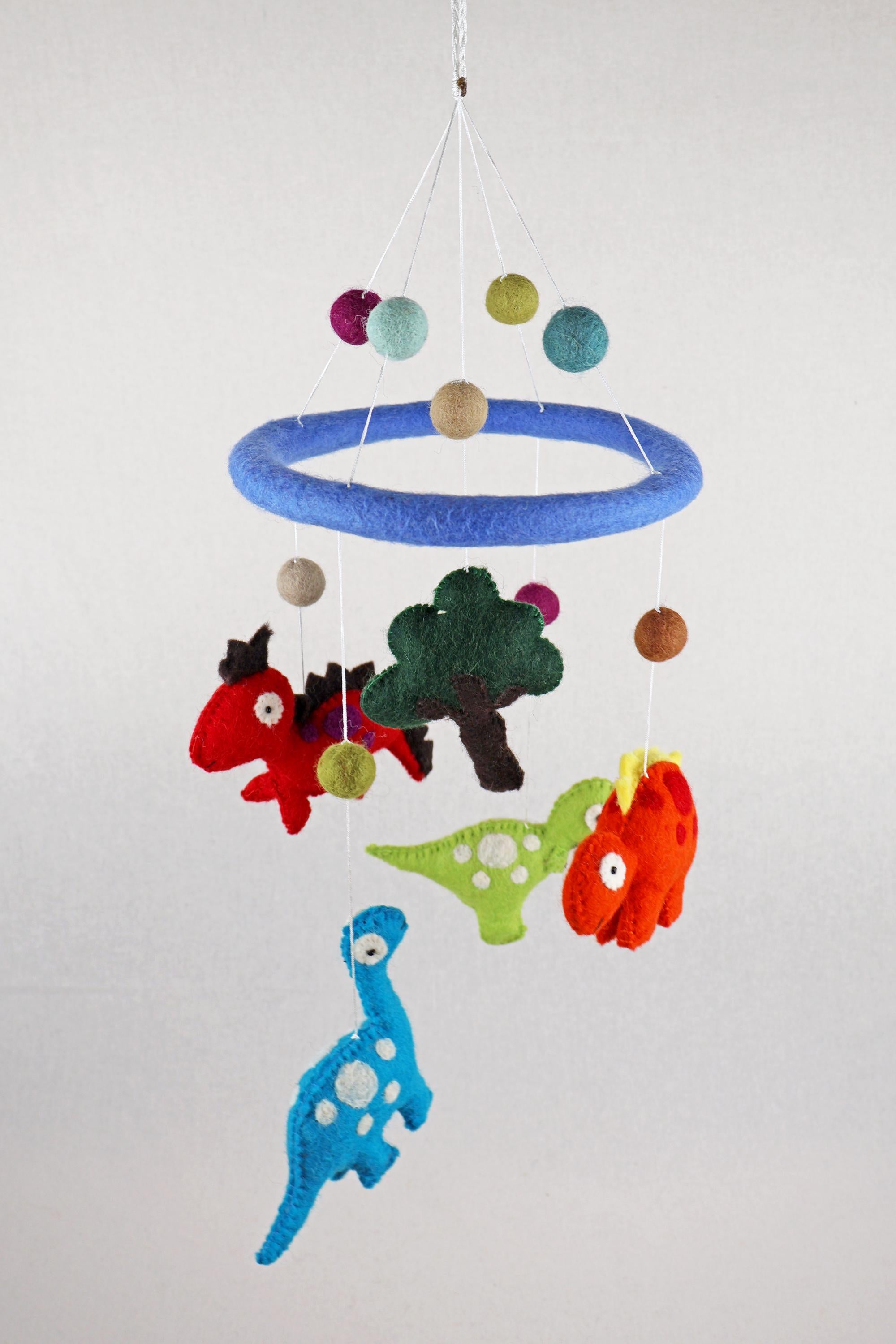 Dinosaurier Mobilé Baby I KinderzimmerdekoI Babyzimmer I Kindergarten I Handgemachtes Dino Baby Mobile aus Schurwolle