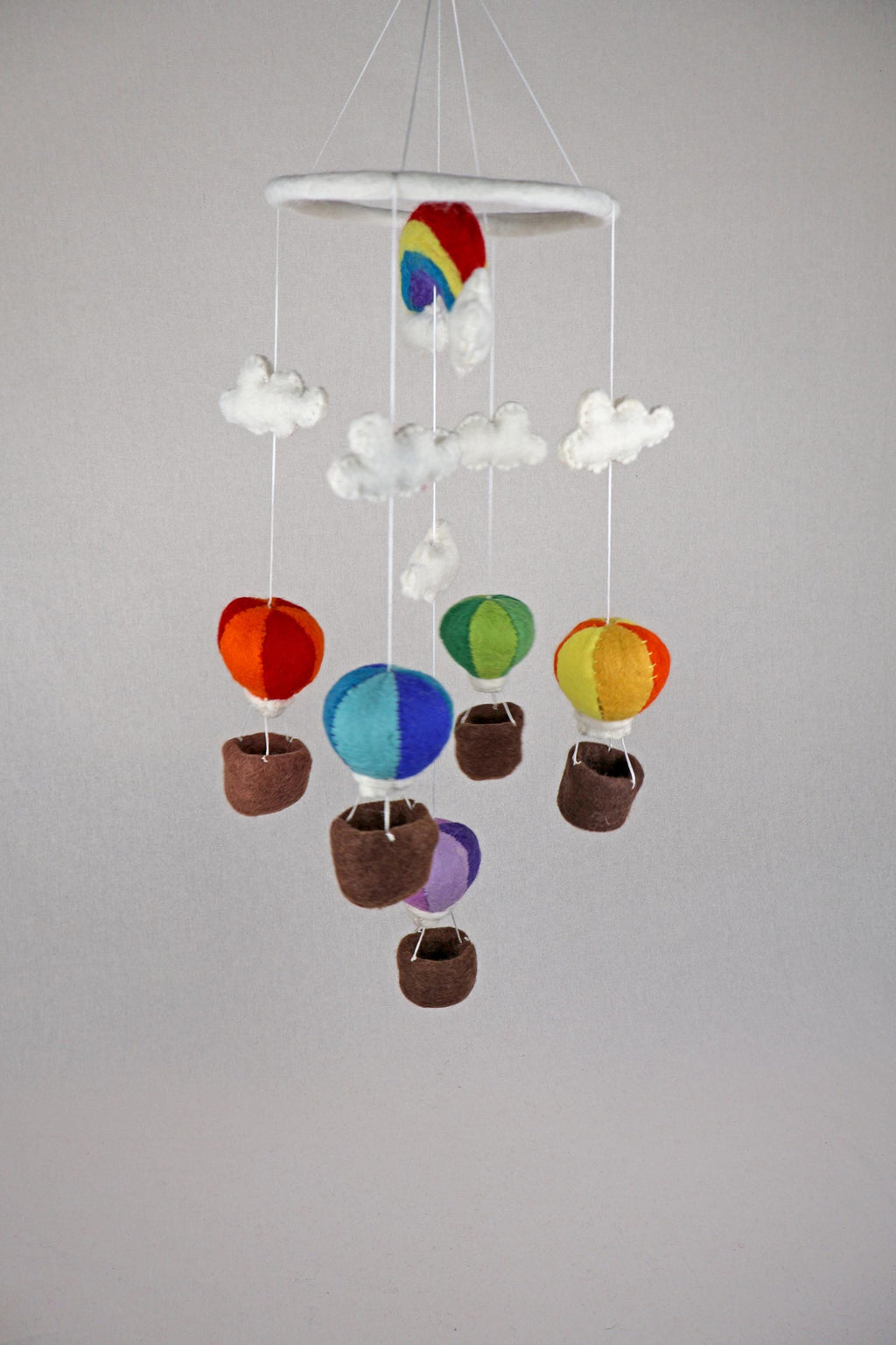 Heißluftballon Mobilé Baby I Kinderzimmer Dekoration I Babyzimmer Ausstattung I Geburt I Filzdeko Baby I Regenbogen Wolke I Mobilé Filz