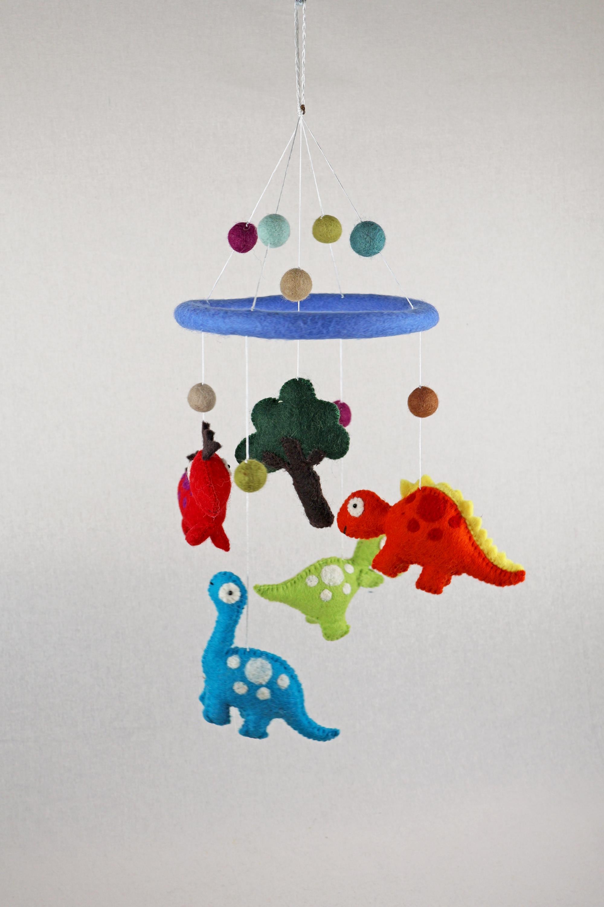 Dinosaurier Mobilé Baby I KinderzimmerdekoI Babyzimmer I Kindergarten I Handgemachtes Dino Baby Mobile aus Schurwolle