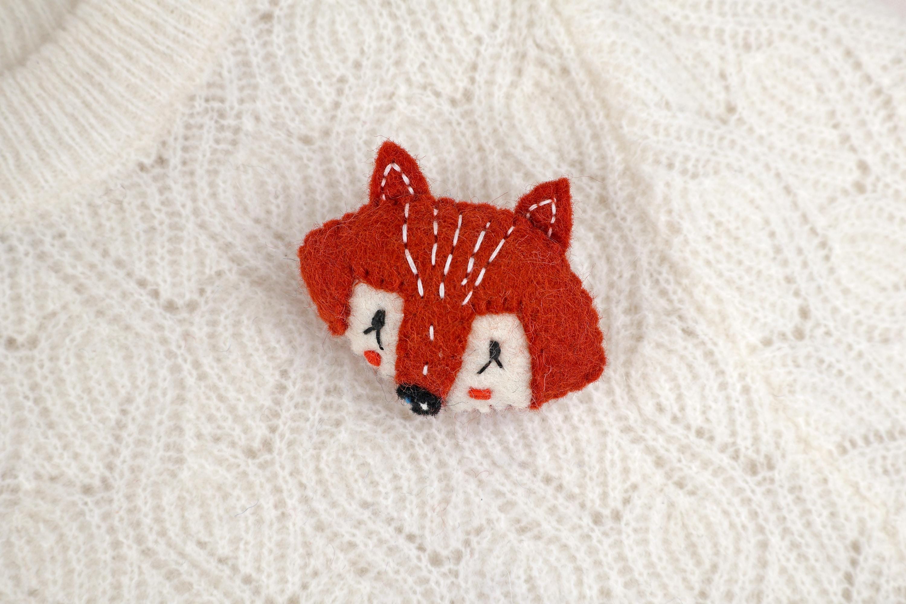Filz Anstecker Brosche Fuchs Tierbrosche Pin Nadelgefilzt Wollfilz Waldtier