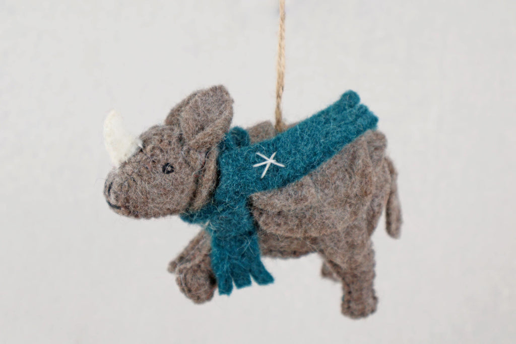Anhänger Nashorn I Deko aus Filz I Winter I Weihnachtsbaum I Herbstdeko I Anhänger aus Filz I Wildtiere I
