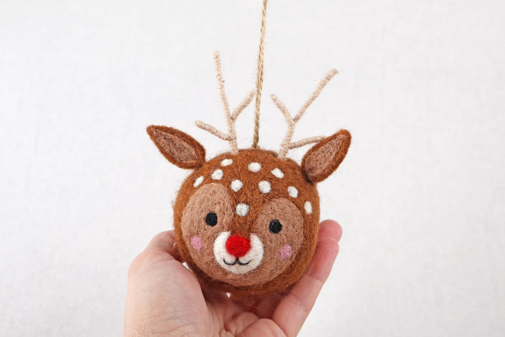 Weihnachtskugel Rudolf handgemacht I Weihnachtsdeko I Christmas I Kugeln handgemacht I Weihnachtsschmuck I Christbaumkugel Filz I