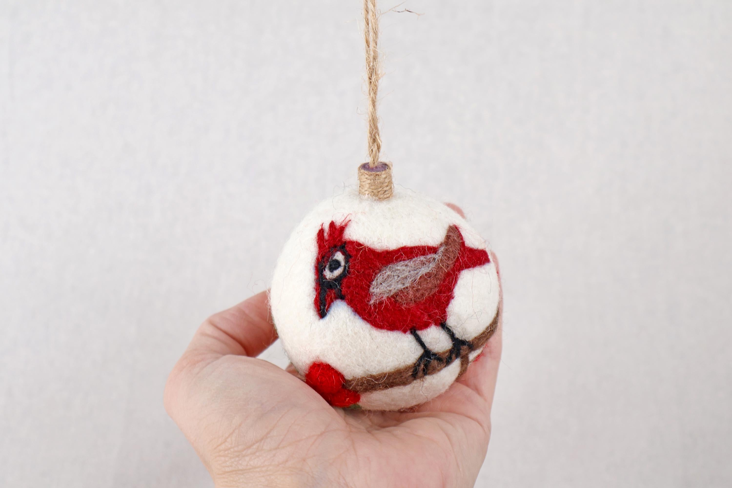 Weihnachtskugel Filz Rotkardinal Vogel I Weihnachtsdeko I Anhänger I Vogel Deko I Weihnachtsschmuck I Christbaumkugel I Christbaumschmuck I