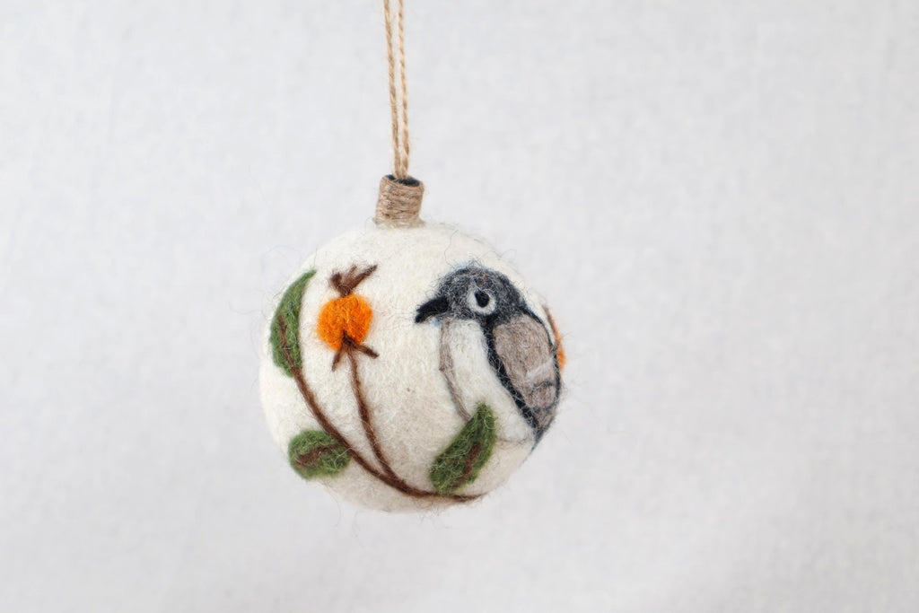 Weihnachtskugel Filz Vogel handgemacht I Weihnachtsdeko I Anhänger I Schnäpper Deko I Weihnachtsschmuck I Christbaumkugel Kugel Filz