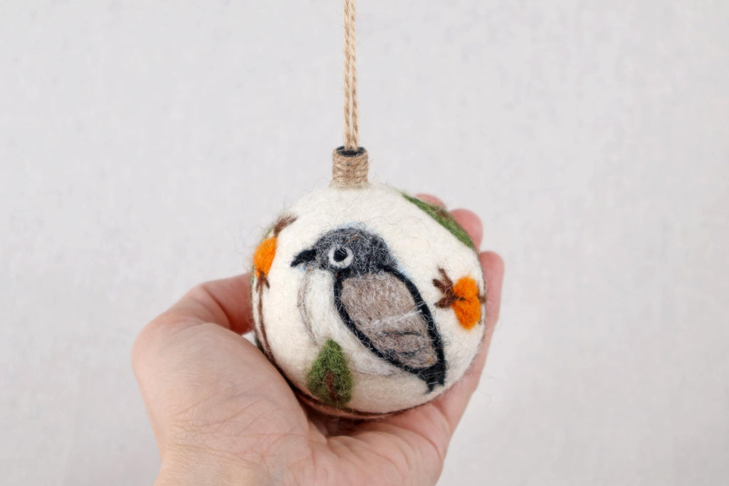 Weihnachtskugel Filz Vogel handgemacht I Weihnachtsdeko I Anhänger I Schnäpper Deko I Weihnachtsschmuck I Christbaumkugel Kugel Filz