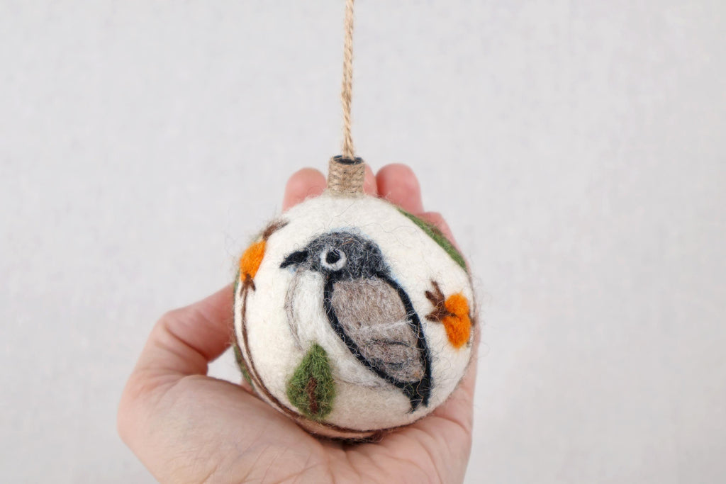 Weihnachtskugel Filz Vogel handgemacht I Weihnachtsdeko I Anhänger I Schnäpper Deko I Weihnachtsschmuck I Christbaumkugel Kugel Filz