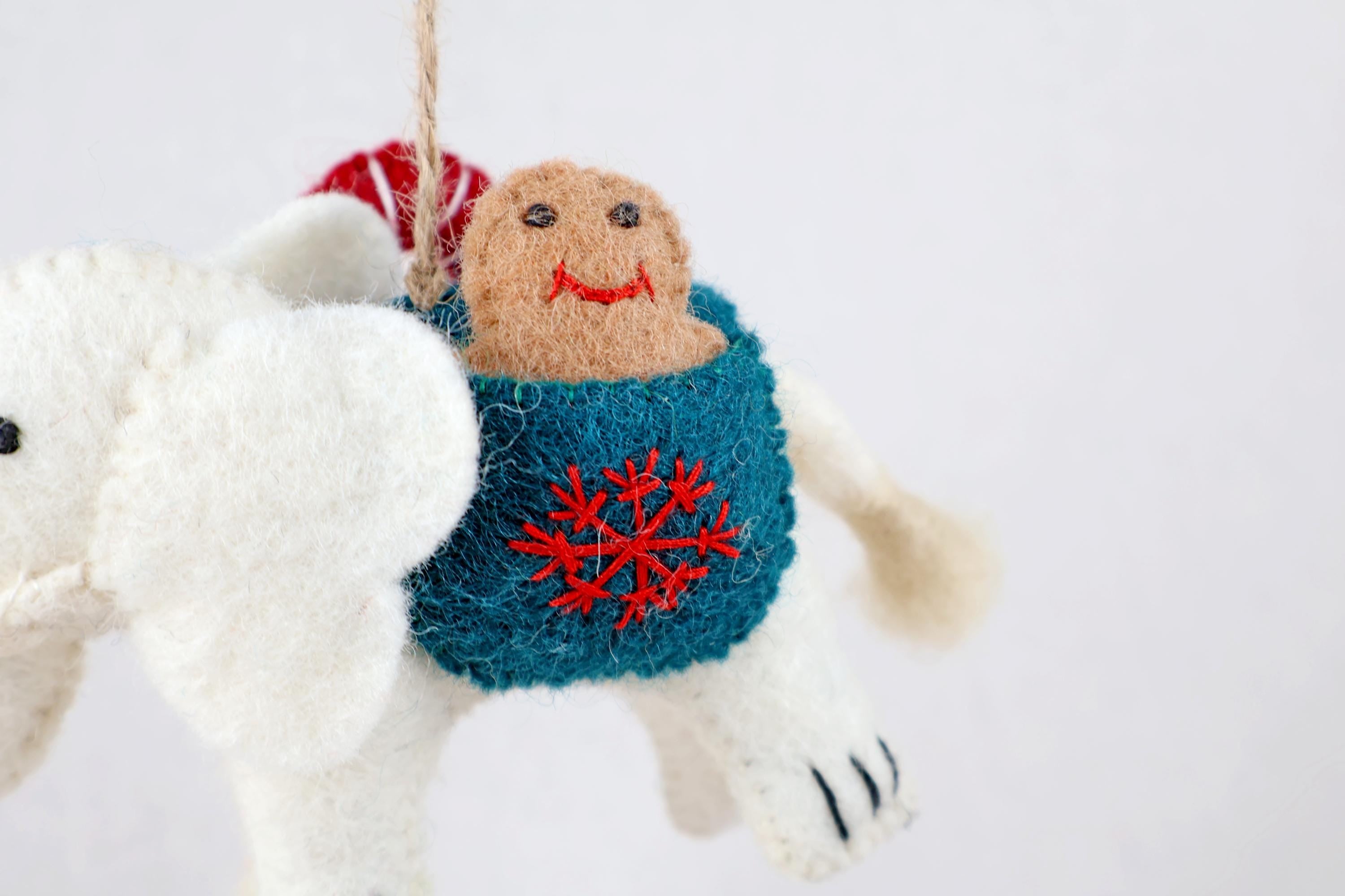 Anhänger Elefant mit Zuckerstange und Lebkuchenmann I Filzdeko I Winter I Weihnachtsbaum I Weihnachtselefant I Anhänger aus Filz I Wildtiere