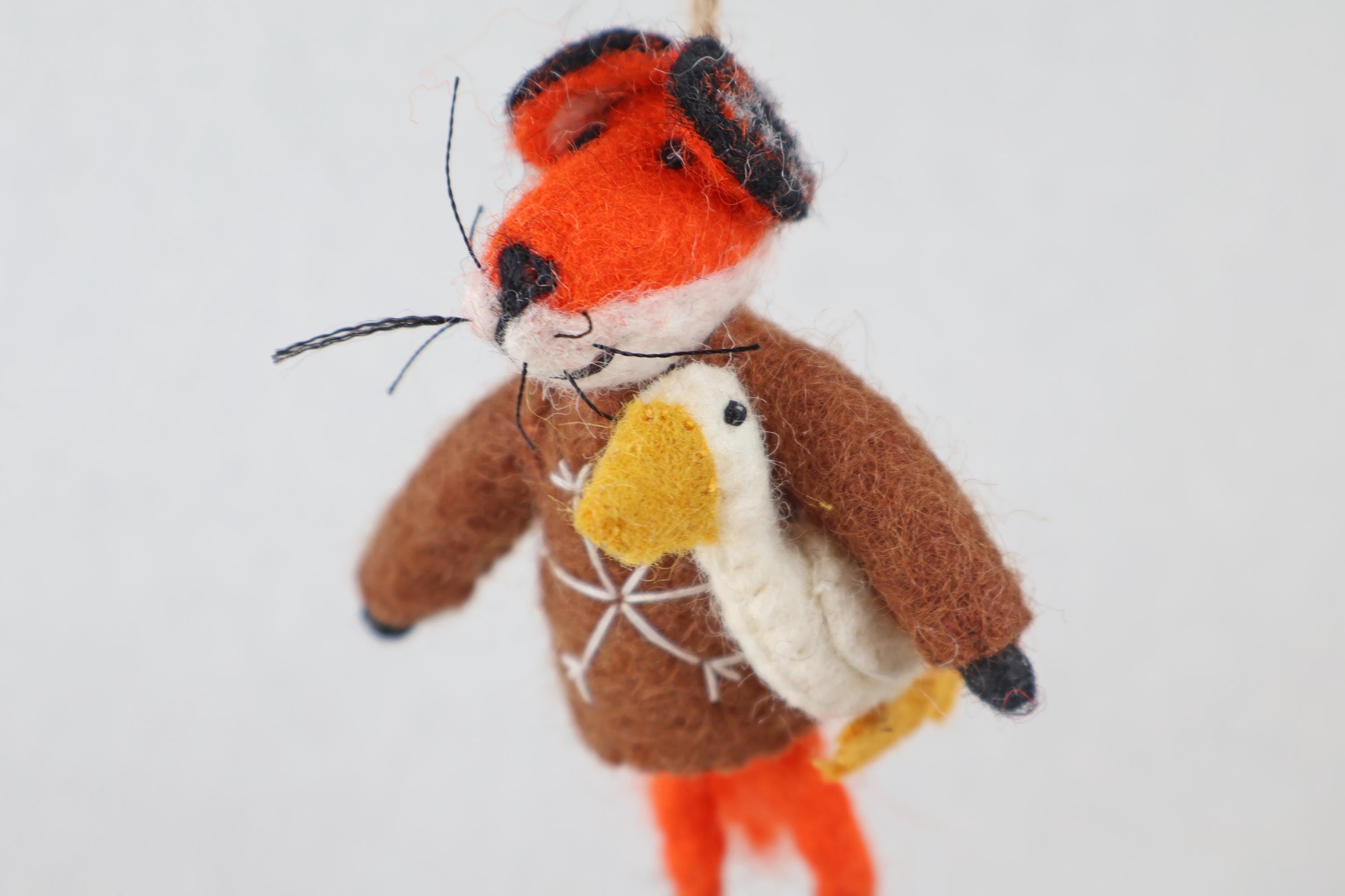 Weihnachtsanhänger Fuchs mit Gans I Christbaumschmuck I Weihnachtsdeko I Winter I Weihnachtsbaum I Filzdeko