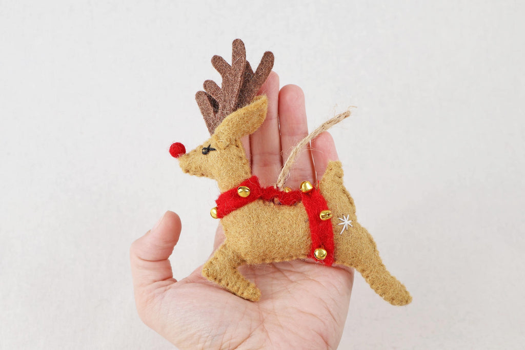 Weihnachtsanhänger Rudolf das Rentier I Filz Christbaumschmuck I Weihnachtsdeko I rote Nase I Rentier Deko