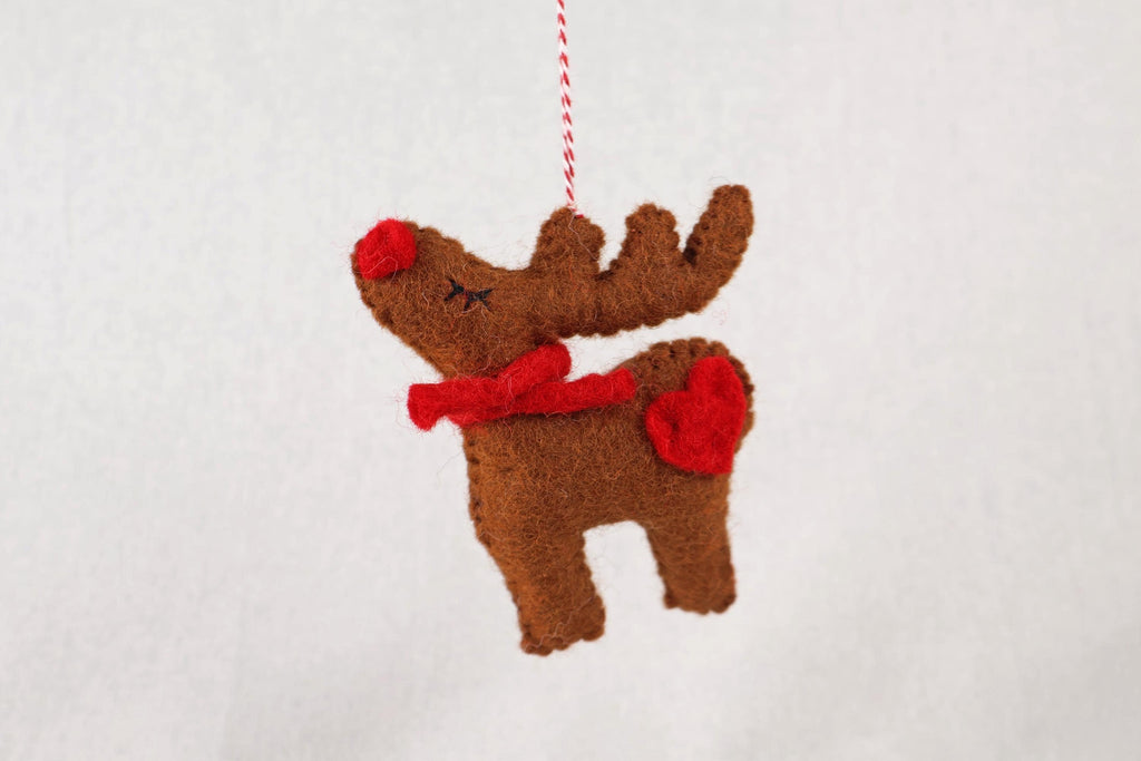 Weihnachtsanhänger Rudolf das Rentier I Filz Christbaumschmuck I Weihnachtsdeko I rote Nase I Rentier Deko