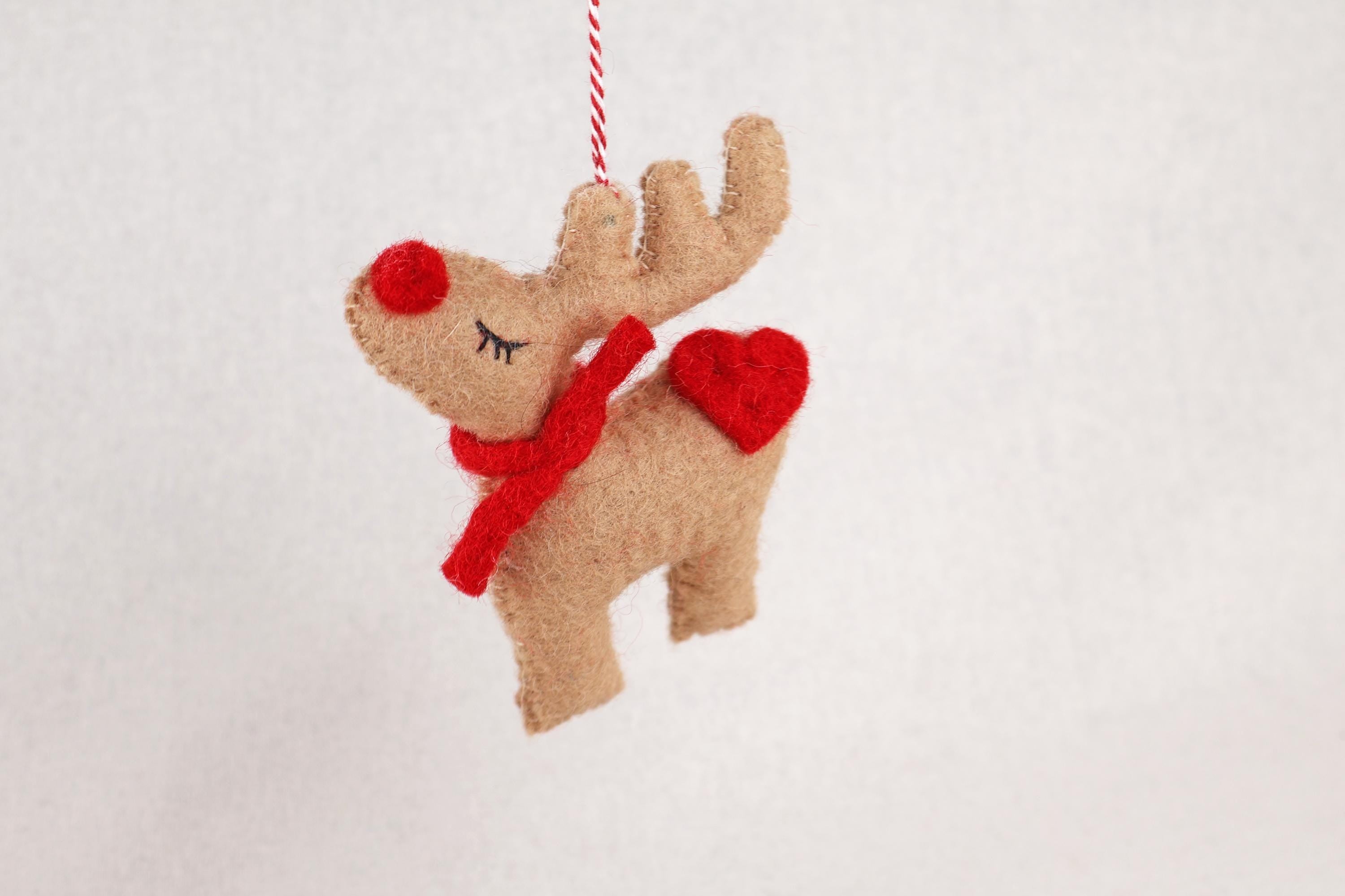 Weihnachtsanhänger Rudolf das Rentier I Filz Christbaumschmuck I Weihnachtsdeko I rote Nase I Rentier Deko
