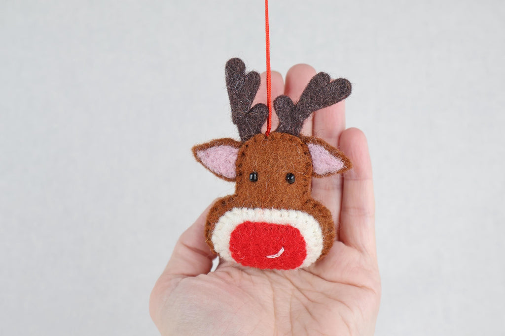 Weihnachtsanhänger Rudolf das Rentier I Filz Christbaumschmuck I Weihnachtsdeko