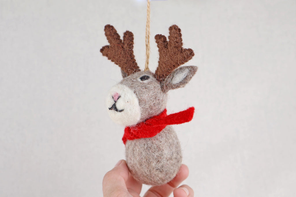 Weihnachtsanhänger Elch mit Schal I Christbaumschmuck I Weihnachtsdeko I Winter I Weihnachtsbaum I Elch aus Filz